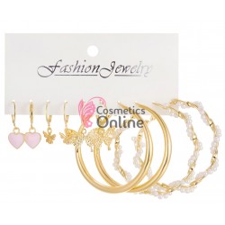 Cercei pentru dama moderni EARR41 Aurii Set de 5 perechi